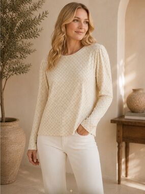 195.  NWT JOIE Soft Viscose Knit Top | Cream | Long Sleeve | Size S 18+/23